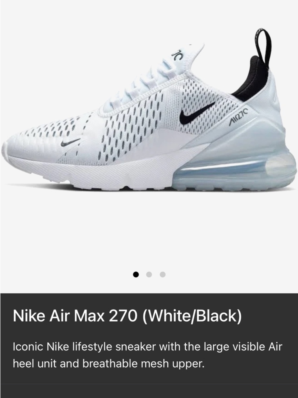 NIKE AIR MAX 270 - black/white